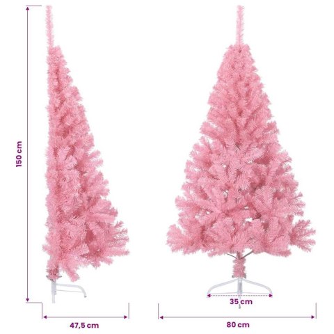 SZTUCZNA CHOINKA POŁÓWKA ZE STOJAKIEM, RÓŻOWA, 150 CM, PVC