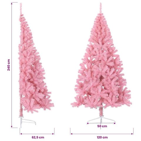 SZTUCZNA CHOINKA POŁÓWKA ZE STOJAKIEM RÓŻOWA 240CM PVC