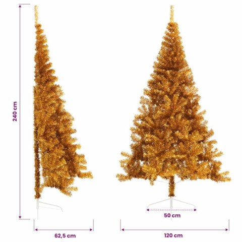 SZTUCZNA CHOINKA POŁÓWKA ZE STOJAKIEM ZŁOTA 240CM PET