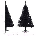 VidaXL Sztuczna choinka połówka ze stojakiem, czarna, 150 cm, PVC