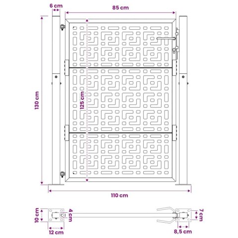 BRAMA OGRODOWA 105X130CM STAL NIERDZEWNA KRZYŻ WZÓR