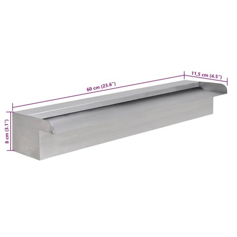 FONTANNA / WODOSPAD DO BASENU PROSTOKĄTNY ZE STALI NIERDZEWNEJ 60CM
