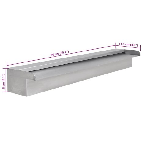 FONTANNA / WODOSPAD DO BASENU PROSTOKĄTNY ZE STALI NIERDZEWNEJ 90CM