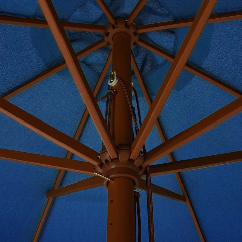 PARASOL OGRODOWY NA DREWNIANYM SŁUPKU 330CM LAZUROWY