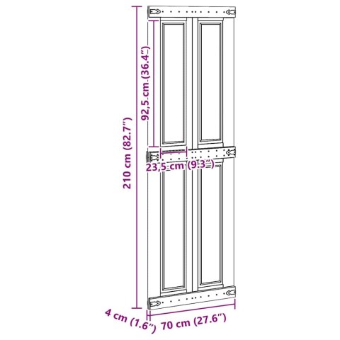 DRZWI DO STODOŁY CORONA 70 X 210 CM LITE DREWNO SOSNOWE BIAŁY