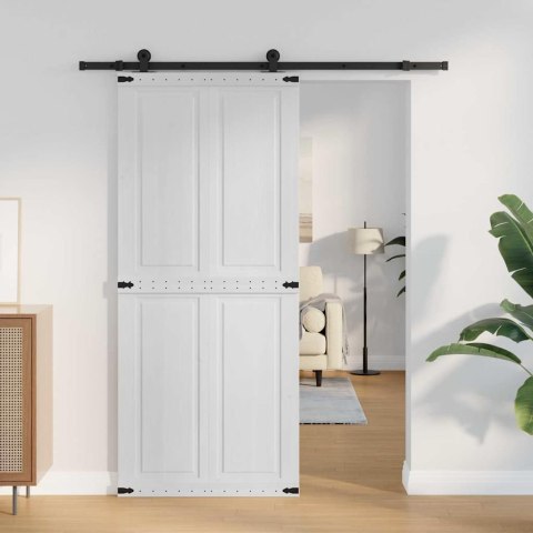 DRZWI DO STODOŁY CORONA 90 X 210 CM LITE DREWNO SOSNOWE BIAŁY