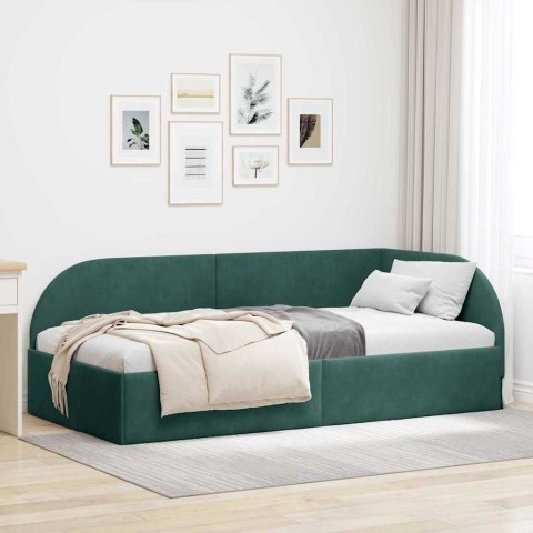 VidaXL Rama łóżka narożnego Ciemna zieleń 90 x 200 cm Aksamit