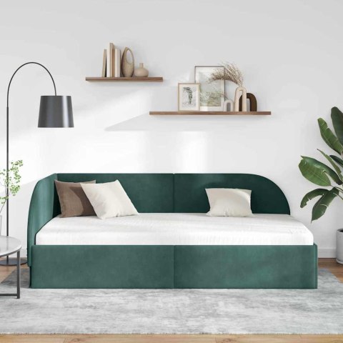 VidaXL Rama łóżka narożnego Ciemna zieleń 90 x 200 cm Aksamit