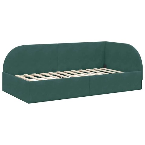 VidaXL Rama łóżka narożnego Ciemna zieleń 90 x 200 cm Aksamit