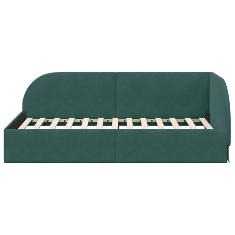 VidaXL Rama łóżka narożnego Ciemna zieleń 90 x 200 cm Aksamit