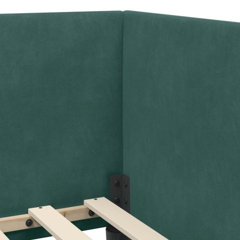 VidaXL Rama łóżka narożnego Ciemna zieleń 90 x 200 cm Aksamit