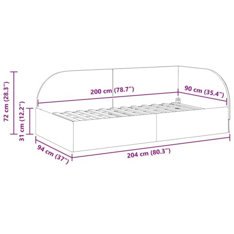 VidaXL Rama łóżka narożnego Ciemna zieleń 90 x 200 cm Aksamit