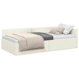 RAMA ŁÓŻKA NAROŻNEGO KREMOWY 90 X 200 CM AKSAMIT