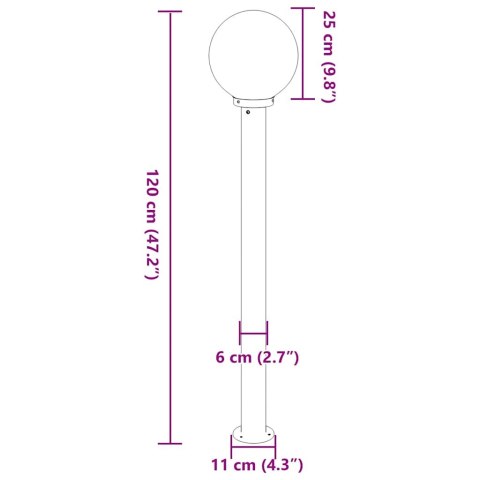 SŁUPEK OŚWIETLENIOWY 120 CM STAL NIERDZEWNA IP44