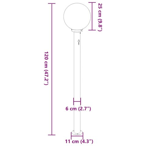 SŁUPEK OŚWIETLENIOWY Z CZUJNIKIEM 120 CM STAL NIERDZEWNA IP44