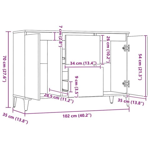 KOMODA SZARY BETON 104X35X70CM