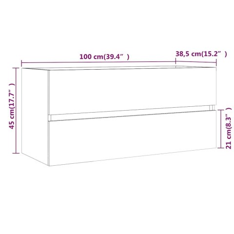 SZAFKA POD UMYWALKĘ PRZYDYMIONY DĄB 100X38,5X45CM