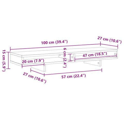 PODSTAWKA POD MONITOR BIAŁA 100X27X15CM