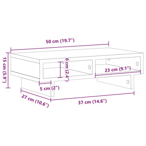 PODSTAWKA POD MONITOR SZAROŚĆ BETONU 50X27X15CM