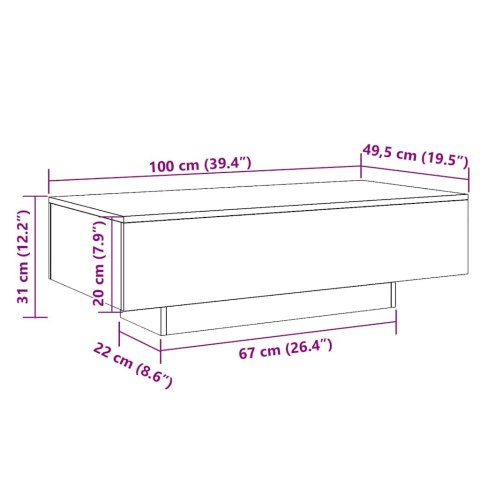STOLIK KAWOWY BIAŁY 100X49,5X31CM
