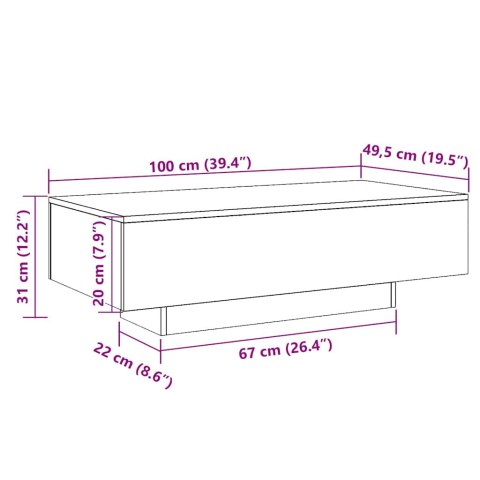 STOLIK KAWOWY SZAROŚĆ BETONU 100X49,5X31CM