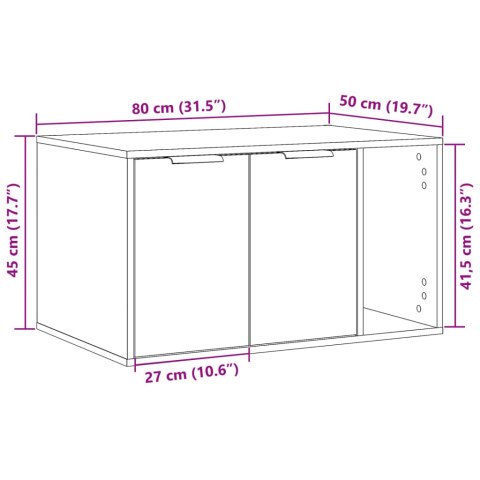 SZAFKA NA KUWETĘ DOMEK DLA KOTA STOLIK UKRYTA KUWETA SZAROŚĆ BETONU 80X50X45CM