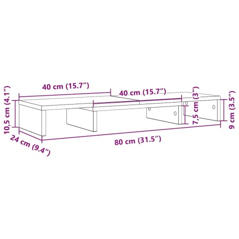PODSTAWKA POD MONITOR, REGULOWANA, CZARNY DĄB, 80X24X10,5 CM