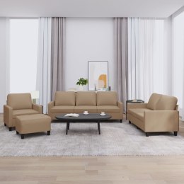 4-OSOBOWA SOFA Z PODUSZKAMI, CAPPUCCINO, SZTUCZNA SKÓRA