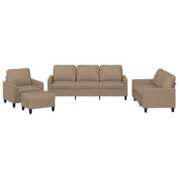 4-OSOBOWA SOFA Z PODUSZKAMI, CAPPUCCINO, SZTUCZNA SKÓRA