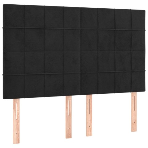 ŁÓŻKO KONTYNENTALNE Z MATERACEM, CZARNE, 140X200 CM, AKSAMIT