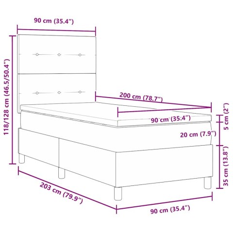 VidaXL Łóżko sprężynowe Z zagłówkiem Ciemna zieleń 90 x 200 cm Aksamit