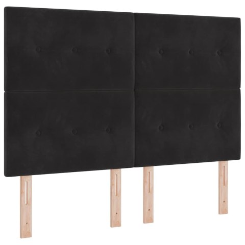 VidaXL Łóżko sprężynowe z poduszką Czarny 200 x 140 cm Aksamit