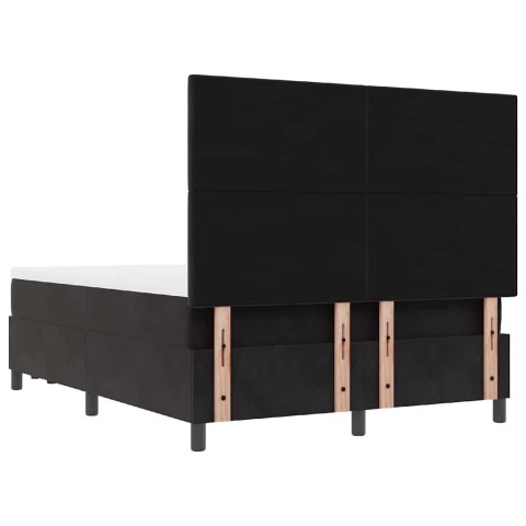 VidaXL Łóżko sprężynowe z poduszką Czarny 200 x 140 cm Aksamit