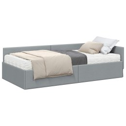 VidaXL Rama Łóżka Narożnego z Materacem 2 szt. Jasnoszary 90 x 190 cm