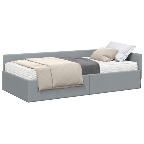 VidaXL Rama Łóżka Narożnego z Materacem 2 szt. Jasnoszary 90 x 190 cm