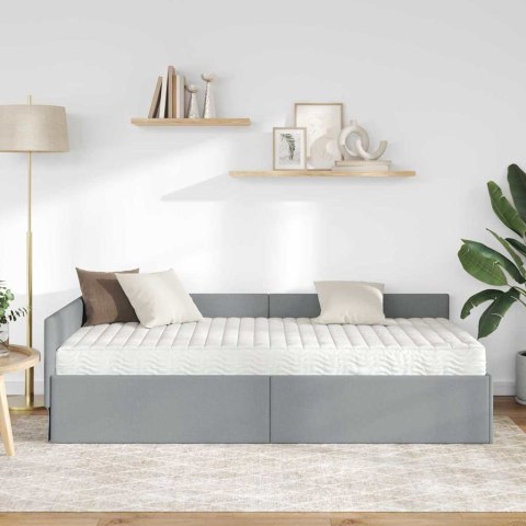 VidaXL Rama Łóżka Narożnego z Materacem 2 szt. Jasnoszary 90 x 190 cm