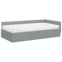VidaXL Rama Łóżka Narożnego z Materacem 2 szt. Jasnoszary 90 x 190 cm
