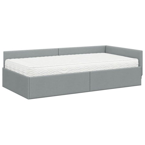 VidaXL Rama Łóżka Narożnego z Materacem 2 szt. Jasnoszary 90 x 190 cm