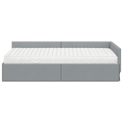 VidaXL Rama Łóżka Narożnego z Materacem 2 szt. Jasnoszary 90 x 190 cm
