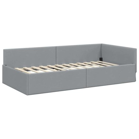 VidaXL Rama Łóżka Narożnego z Materacem 2 szt. Jasnoszary 90 x 190 cm
