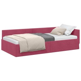 VidaXL Rama łóżka narożnego Czerwone wino 100 x 200 cm Aksamit