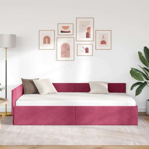 VidaXL Rama łóżka narożnego Czerwone wino 100 x 200 cm Aksamit