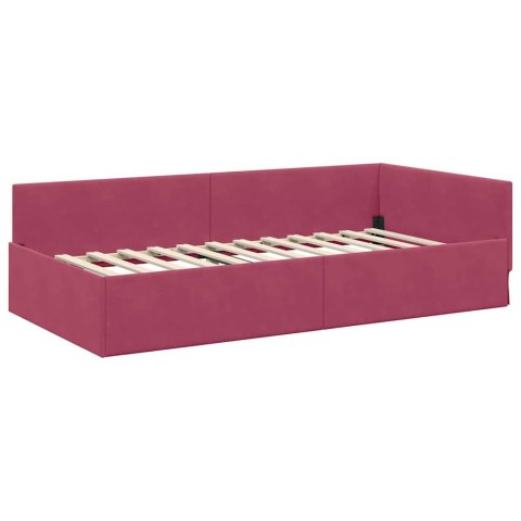VidaXL Rama łóżka narożnego Czerwone wino 100 x 200 cm Aksamit