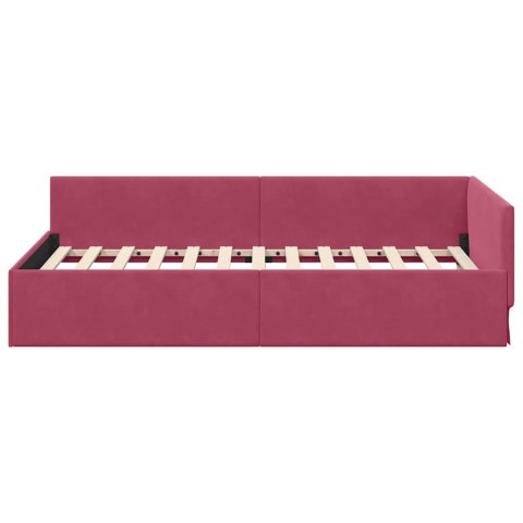 VidaXL Rama łóżka narożnego Czerwone wino 100 x 200 cm Aksamit