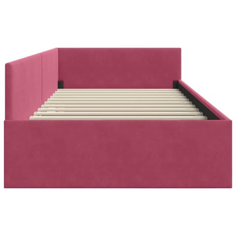 VidaXL Rama łóżka narożnego Czerwone wino 100 x 200 cm Aksamit