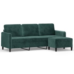 3-OSOBOWA SOFA Z PODNÓŻKIEM, CIEMNOZIELONY, 180 CM, AKSAMIT