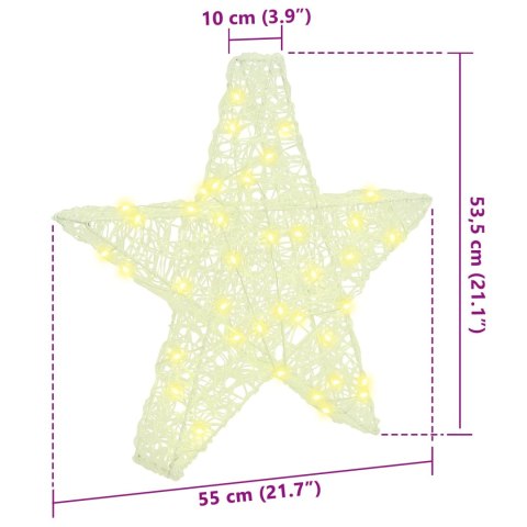 3D GWIAZDA 50 LED CIEPŁA BIEL 55 X 53.5 X 10 CM AKRYL