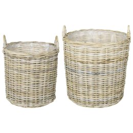 KOSZ NA ROŚLINY GENDT 2 SZT. NATURALNA SZAROŚĆ RATTAN KUBU
