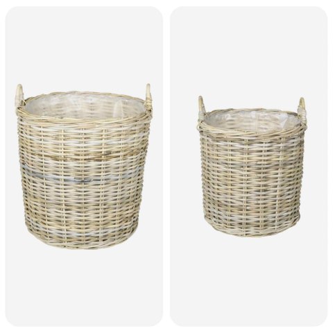 KOSZ NA ROŚLINY GENDT 2 SZT. NATURALNA SZAROŚĆ RATTAN KUBU