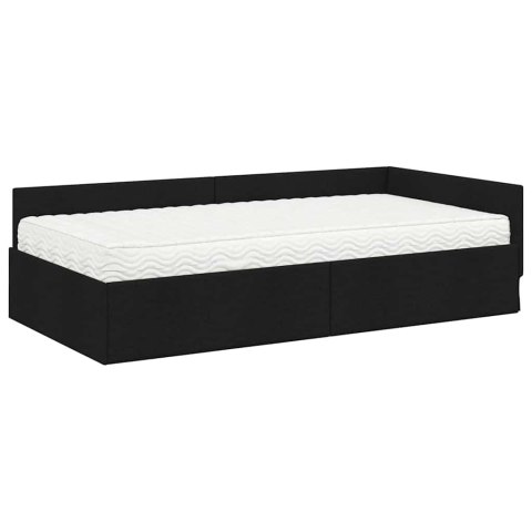 VidaXL Rama Łóżka Narożnego z Materacem 2 szt. Czarny 100 x 200 cm
